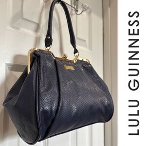 LuLu by LuLu GUINNESS  - Vintage Reptile Faux Leather Satchel in Navy
